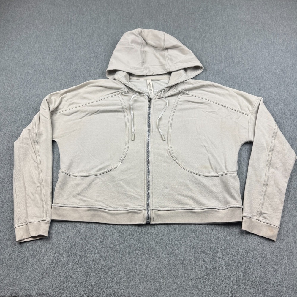 Lululemon Next Move Jacket‎ Hoodie Womens 12 Beige Full Zip Sweatshirt W4APOS